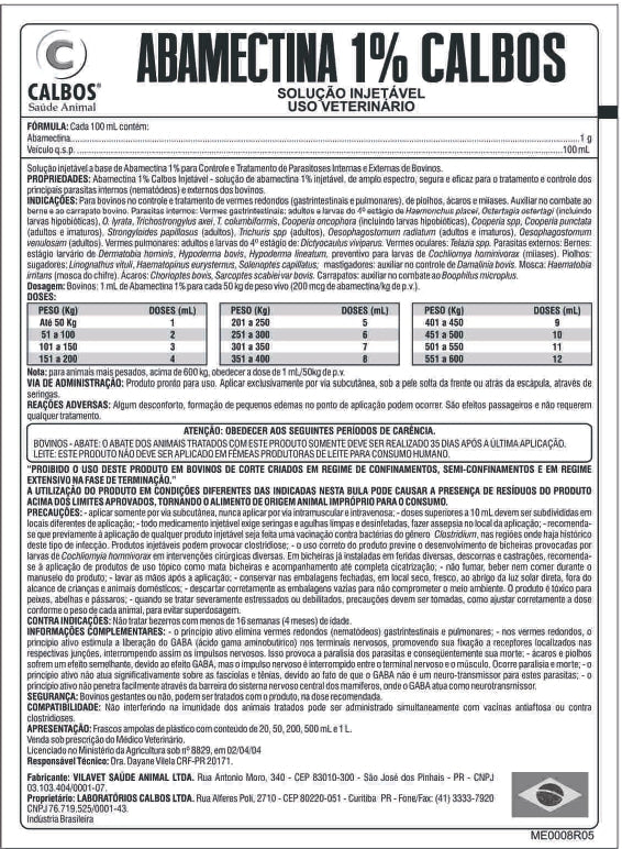 Abamectina 1% 500ml - CALBOS